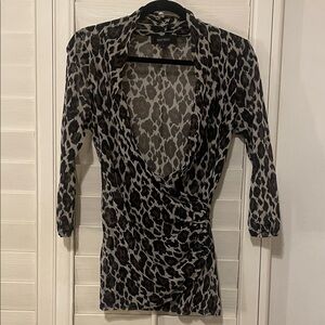 Karen Kane Animal Print Fitted Blouse